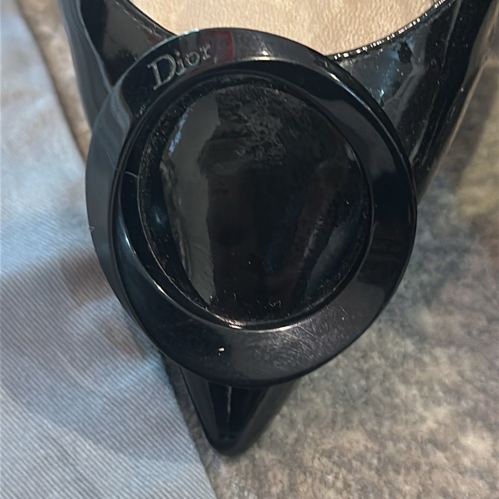 DIOR BLACK PATENT CHUNKY HEEL SHOE SIZE 7.5 - Picture 3 of 16